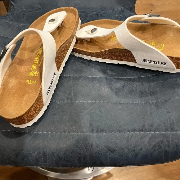 Birkenstock White and Tan Sandals - Picture 2 of 3